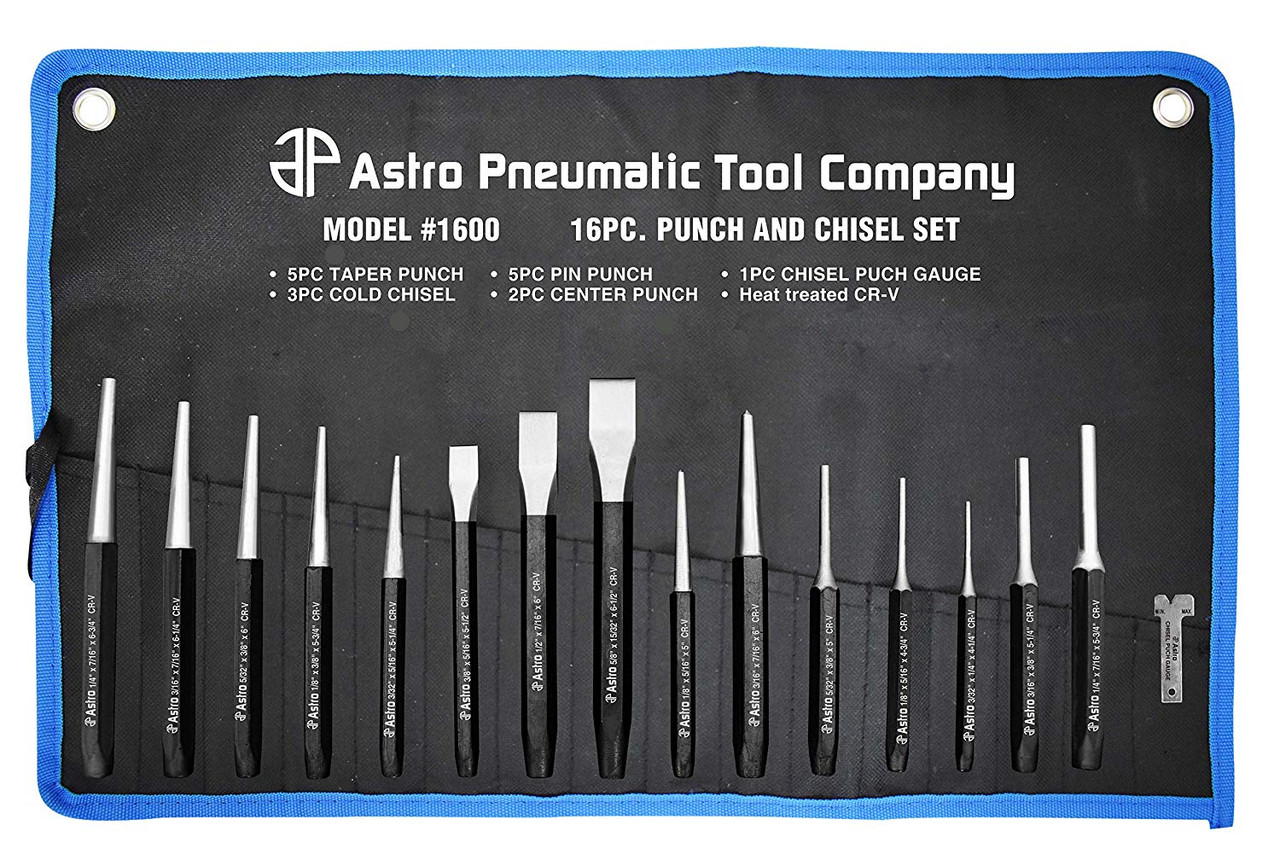 Astro Pneumatic 16 Piece Punch Chisel Set (1600) | JB Tools