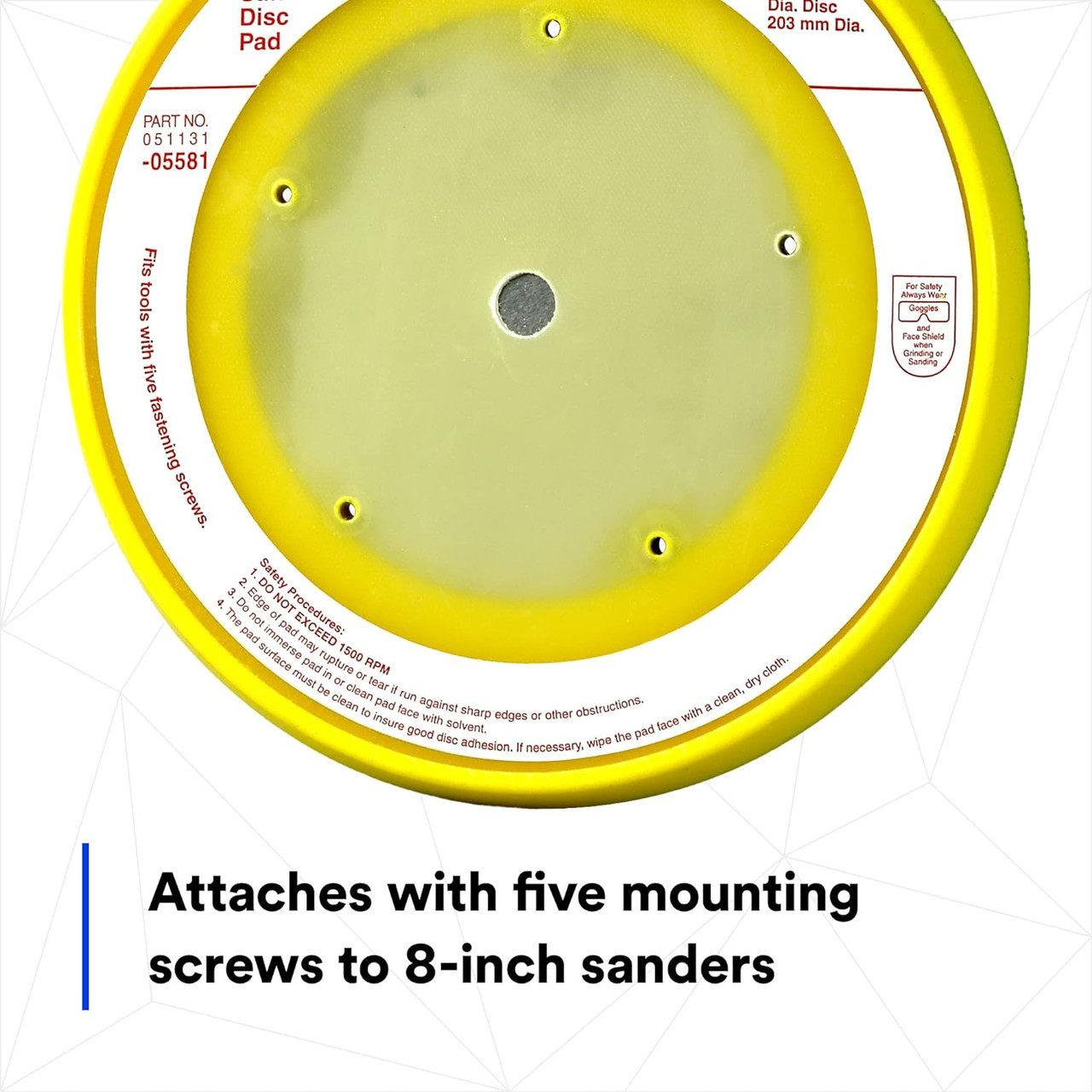 3M Stikit 8 Inch PSA Sanding Disc Backing Pad (05581) - Medium Foam, 1500 RPM Max