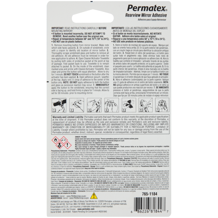 Permatex Rearview Mirror Adhesive (81844) | JB Tools