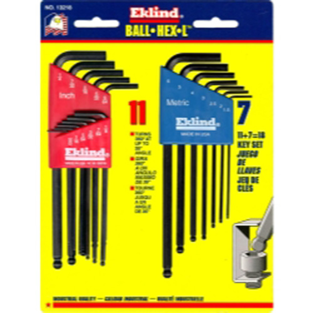 Eklind® SAE/Metric L-Wrench Combination Hex Key Set - 22 Piece at