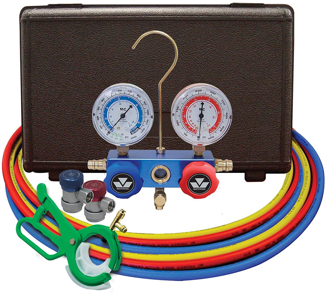 Mastercool 98661-PRO dual 134a/R-12 aluminum gauge set/free 85530