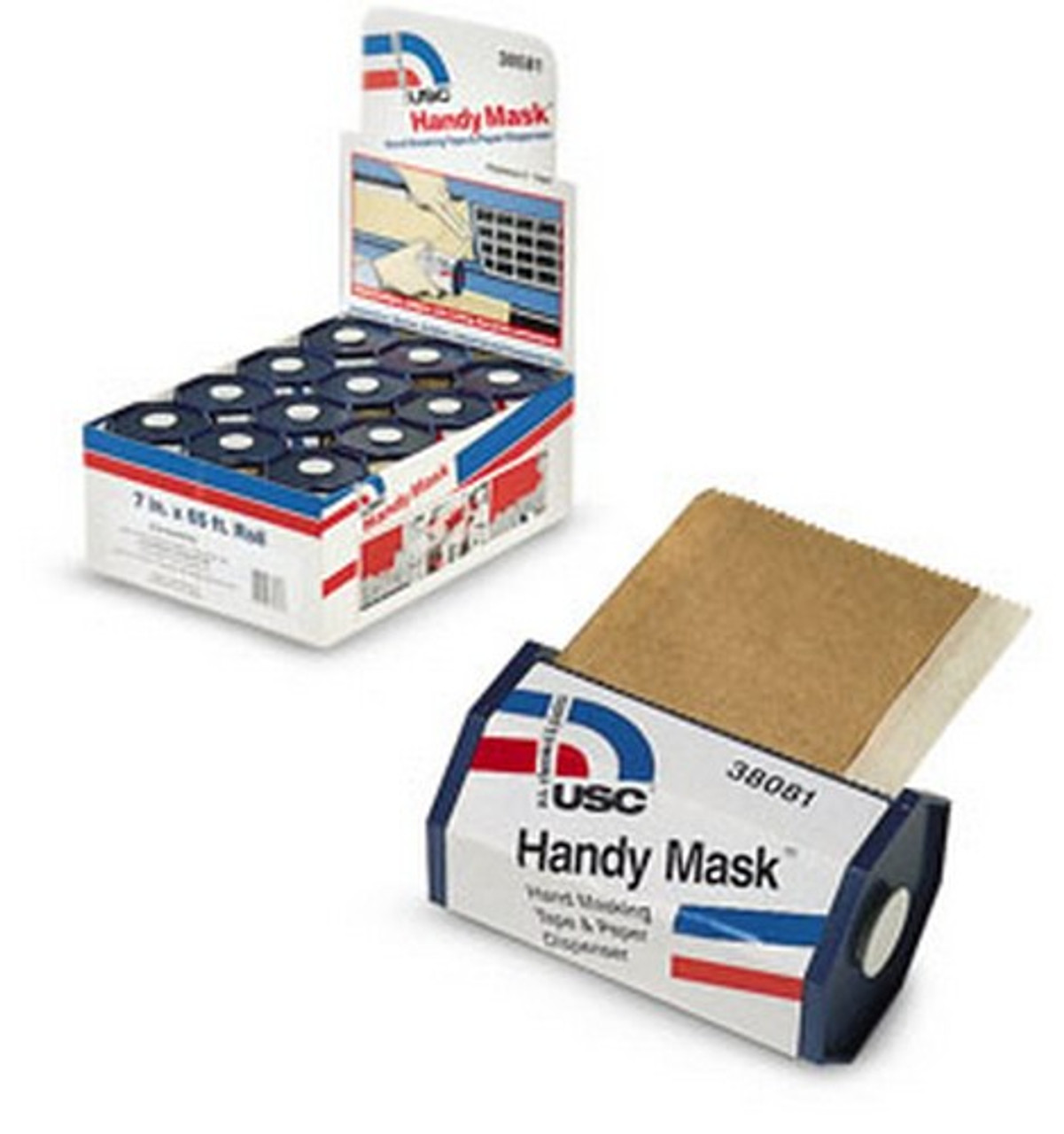 U. S. Chemical & Plastics 38081 Handy Mask Tape & Paper With Dispenser  12/Display Box