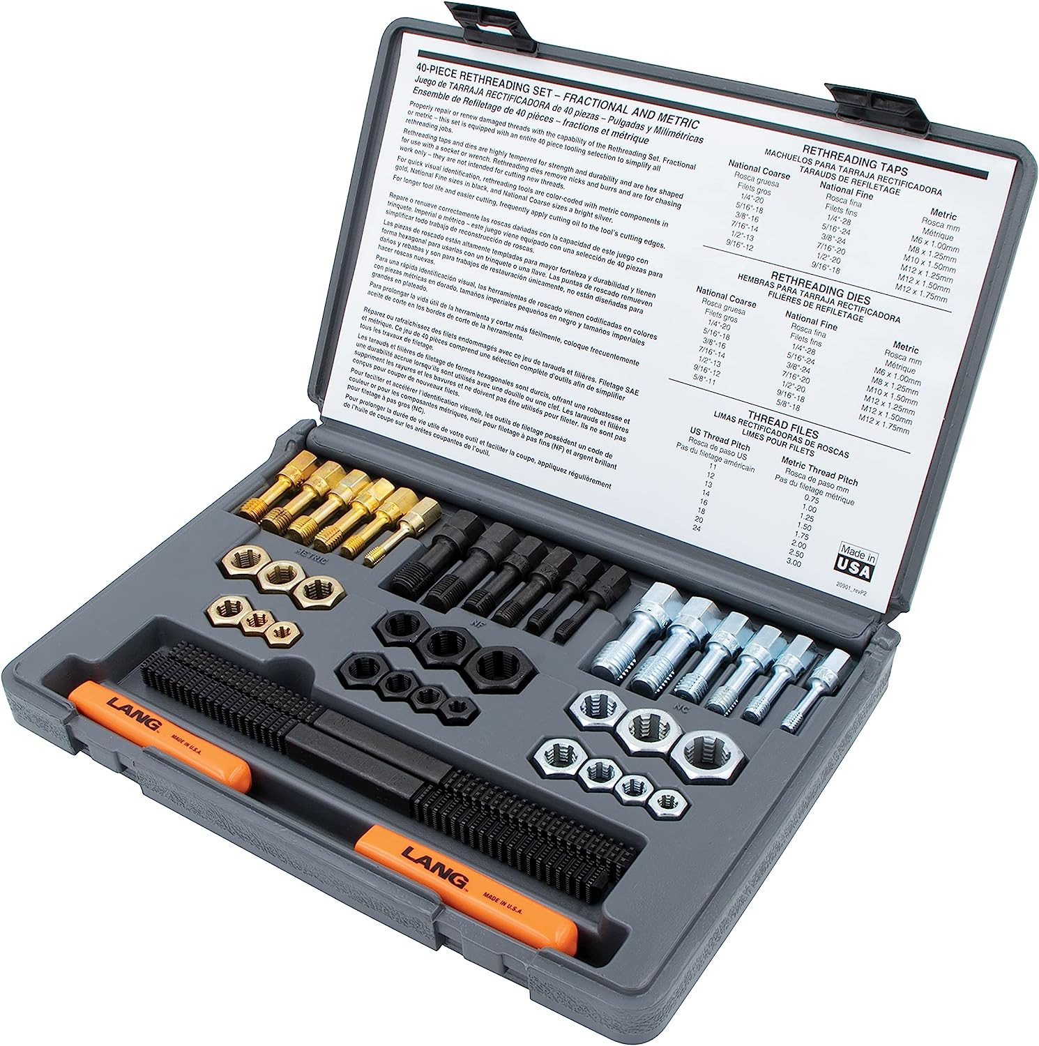 Lang Tools 40-Piece SAE & Metric Thread Restorer Kit (972) | JB Tools