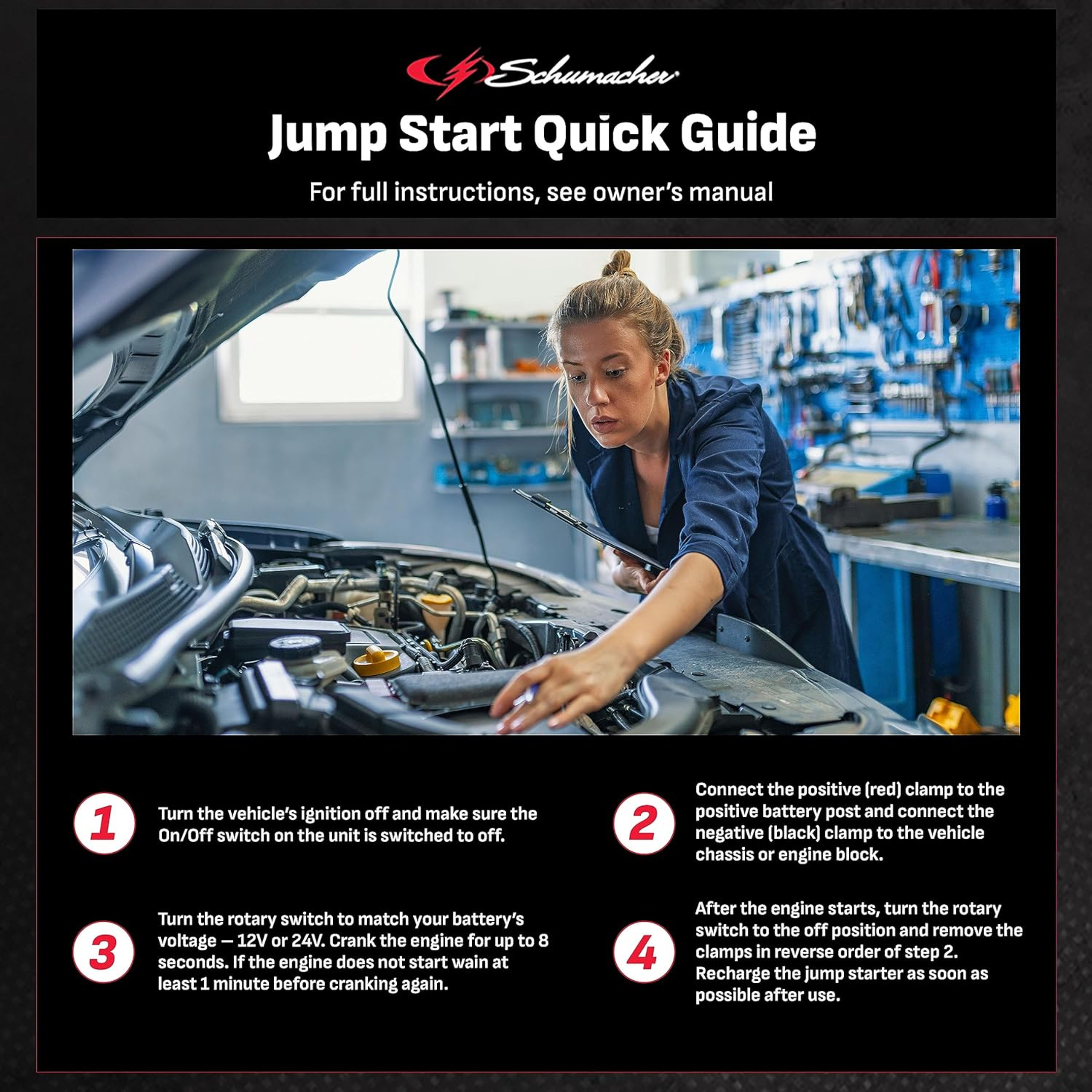 Schumacher Electric DSR115 DSR Pro Series 12/24V DOE Jump Starter JB