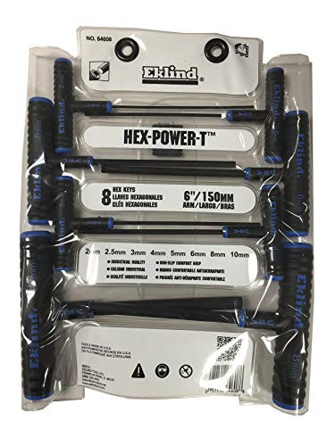 EKLIND Power-T-Griff Sechskantschlüssel Set, 8-teilig (metrisch 2-10 Mm) - 15,2 Cm Schaft, Made In USA