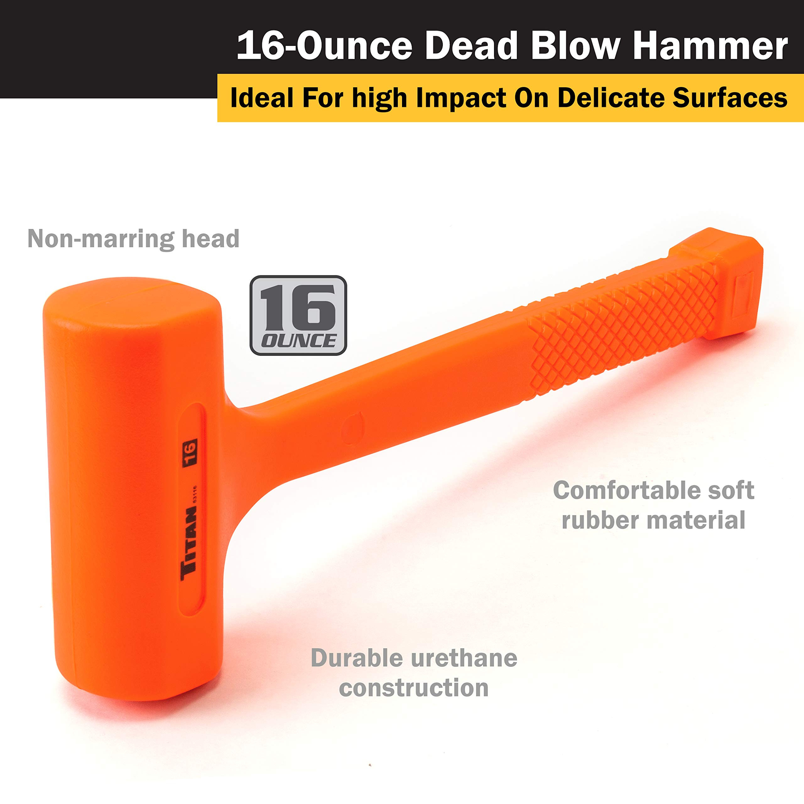 Titan 63140 3-Piece Dead Blow Hammer Set – 32oz, 48oz & 64oz With Steel Shot Fill, Non-Slip Grip & Urethane Jacket