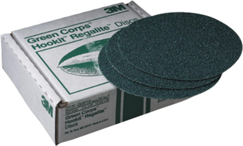 3M 524 Green Corps Hookit Regalite Disc 00524, 8" dia, 80E, 25 discs/bx