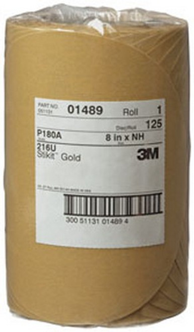 3M 1489 Stikit Gold Disc Roll 01489, 8", P180A, 125 discs/roll