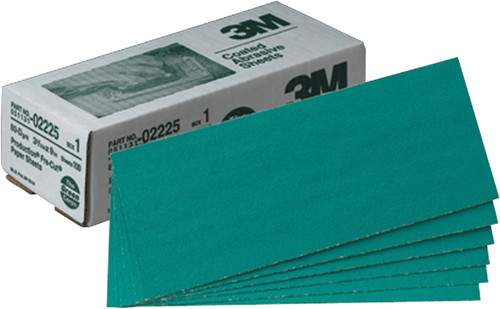 3M 2225 Green Corps Production Resin Sheet 02225, 3 2/3" x 9", 80D, 100 sheets/box
