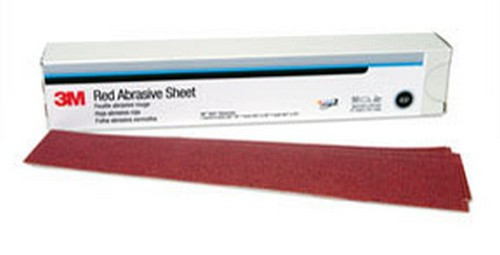 3M 1179 Red Abrasive Hookit Sheet, 2 3/4 in x 16 1/2 in, P180, 25 sheets per box