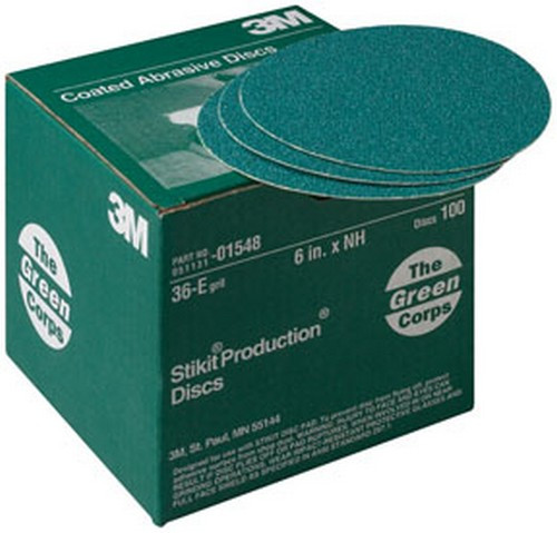 3M 1548 Green Corps Stikit Production Disc 01548, 6", 36E, 100 discs/bx