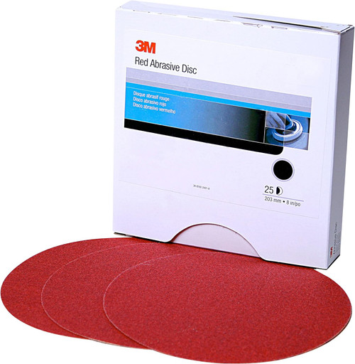 3M 1100 Red Abrasive Stikit Disc, 8 in, P80D, 25 discs per box