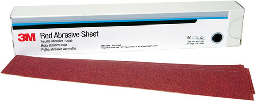 3M 1181 Red Abrasive Hookit Sheet, 2 3/4 in x 16 1/2 in, P80D, 25 sheets per box