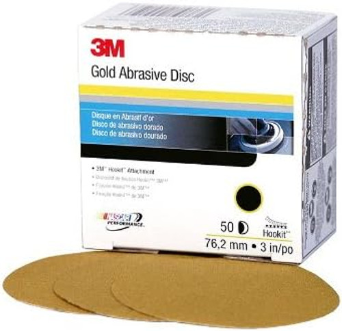 3M 912 Hookit™ Gold Disc 00912, 3", P500A, 50 discs/bx