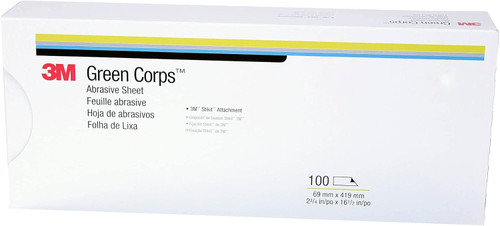3M 2230 Green Corps Stikit Production Sheet 02230, 2 3/4" x 16 1/2", 80D, 100 sheets/box