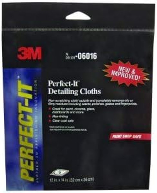 3M 6016 Perfect-It™ Detailing Cloths 06016, 12" x 14", 6 Cloths/Pack