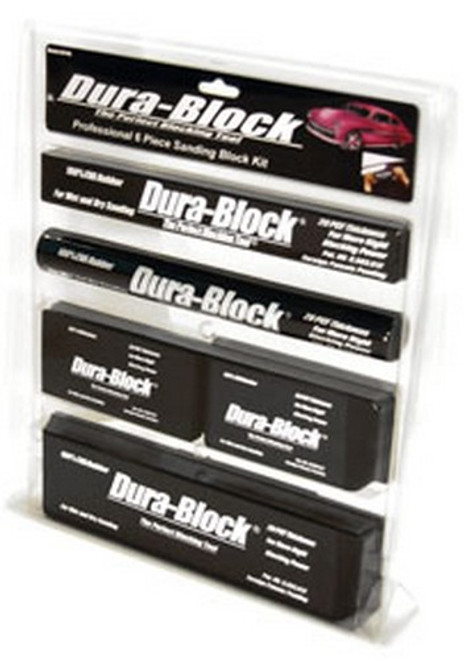 Complete set of Dura-Block AF44A sanding blocks displayed with maintenance soap.