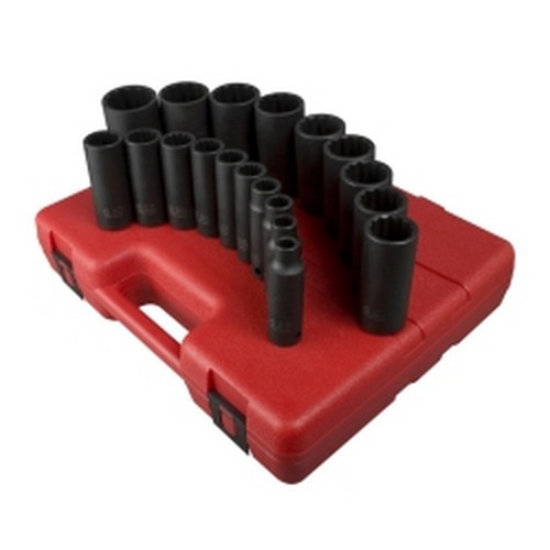 Sunex Tools 2820 19 Piece 1/2 Drive 12 Point SAE Deep Impact Socket Set