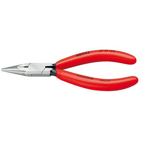 Knipex 3731125 Flat Nose Pliers For Precision Mechanics Black Atramentized Plastic Coated 5 In