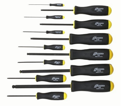 Bondhus 74637 Balldriver Screwdrivers with ProHold Tip, ProGuard Finish, Sizes .050-3/8-Inch, Set of 13