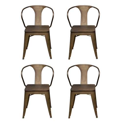 AmeriHome Rustic Gunmetal Metal Dining Chair Set (DCHAIRSWL)