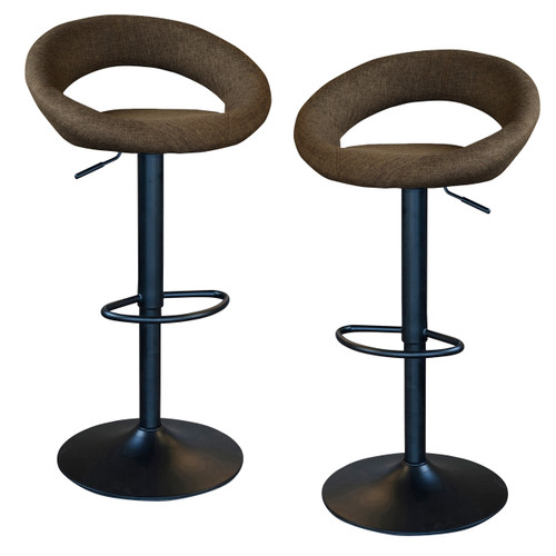 AmeriHome BSLTFSET Classic Latte Brown Fabric Bar Stool Set