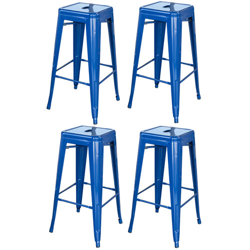 AmeriHome Loft Blue 30-inch Metal Bar Stool Set (BS030BLSET)