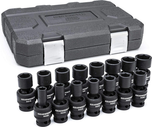 Gearwrench 84939N 15 Piece 1/2" Drive 6 Point Metric Universal Impact Socket Set