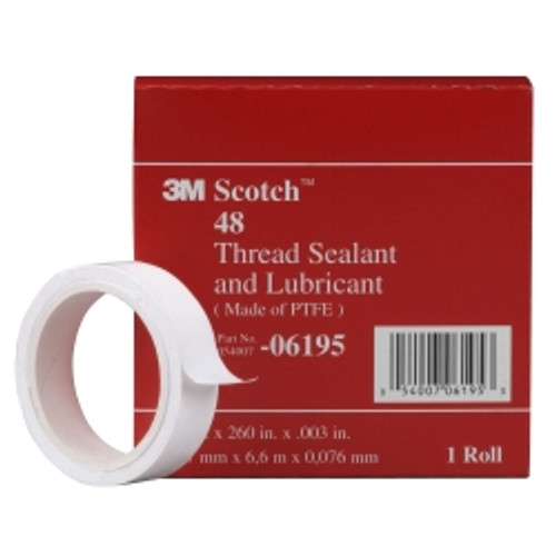 3M 6195 Scotch Thread Sealant and Lubricant Tape, 1/2" x 260"