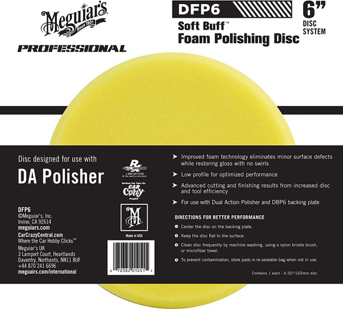 Meguiars DFP6 6" Soft Buff DA Foam Polishing Disc