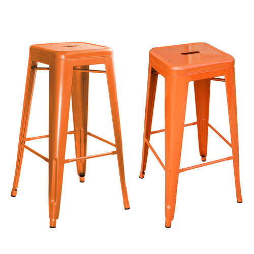 Amerihome bs030orng2pk loft orange metal barstol - 2 stk