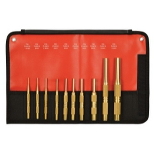 Mayhew Tools 61387 10 Piece Brass Pin Punch Set, Metric