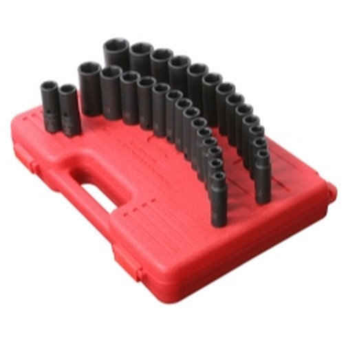 Sunex Tools 5153DD 29 Piece 1/2" Drive 6 Point SAE and Metric Deep Impact Socket Set