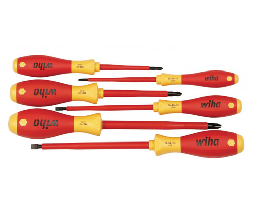 Wiha 32092 Slotted And Phillips Insulated Screwdriver Set, 1000 Volt, 6 Piece