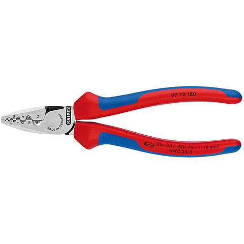 Knipex 9772180 Crimping Pliers For Wire End Ferrules With Multi-Component Grips 7 1/4 In