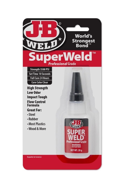 Super cola de nível profissional JB Weld 33120, 20 gramas, transparente