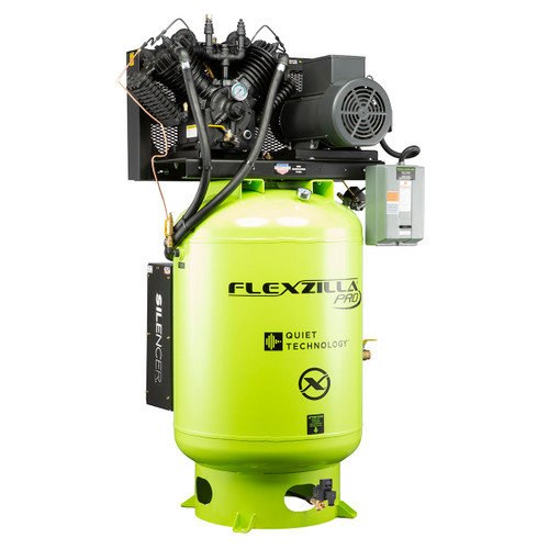 Flexzilla FXS10V080V1 Air Compressor w/ Silencer, 10 HP, 80 Gal, 1