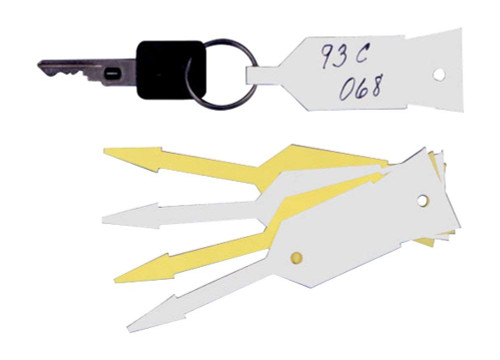 John Dow White Vinyl Key Tags, Arrow-Shaped, Secure and Writable (086W)
