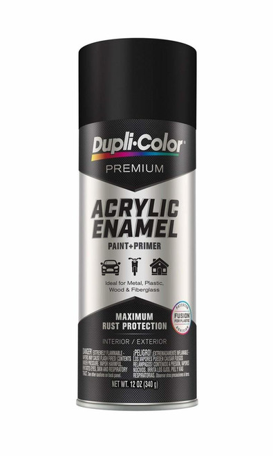 Duplicolor PAE102 Premium Acrylic Enamel Spray Paint - Flat Black, 12 oz