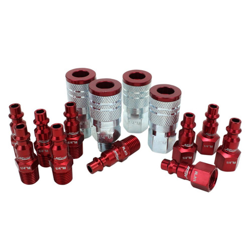 Milton S314MKIT ColorFit Coupler & Plug Kit - (M-Style, Red) - 1/4" NPT 14-Piece