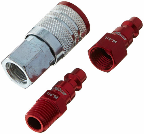 Milton S303MKIT ColorFit Coupler & Plug Kit - (M-Style, Red) - 1/4" NPT, 3-Piece