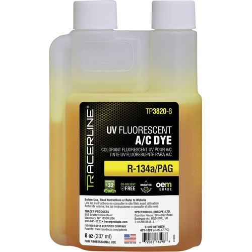 Tracerline TP3820-8 R-134a/PAG UV Fluorescent A/C dye, 8 oz (237 ml) bottle