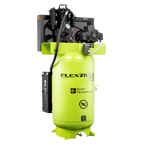 Flexzilla FS05V080I1 Compressor de ar de 80 galões com silenciador, 5 HP, monofásico, 2 estágios