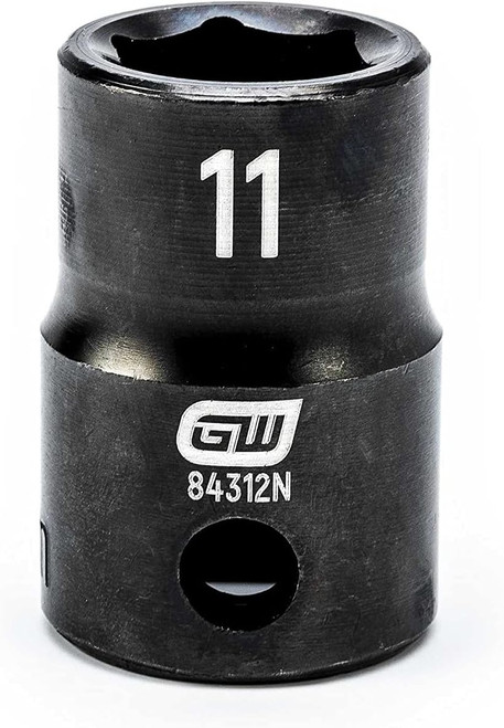 Gearwrench 84312n Dado de impacto estándar de 11 mm, 6 puntos, con accionamiento de 3/8"