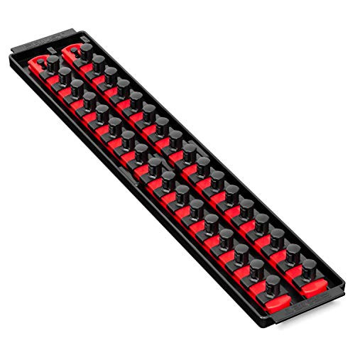 Ernest 8454 Steckschlüsseleinsatz, 2-Schienen-Steckschlüsseleinsatz, rot – 1/2-Zoll-Antrieb