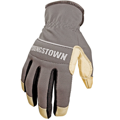 Youngstown Hybrid Plus Performance Work Gloves in gray, showcased on a white background.