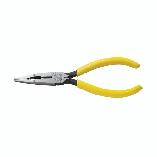 Klein Tools VDV026-049 6 inci. Tang Crimping Konektor Hidung Panjang dengan Lubang Pengupasan