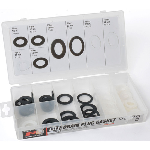 Performance Tool W5234 60Piece Drain Plug Gasket Assortment 7 Sizes