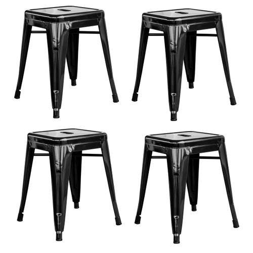 AmeriHome BS18BLKSET Loft Black 18 Inch Metal Bar Stool - 4 Piece