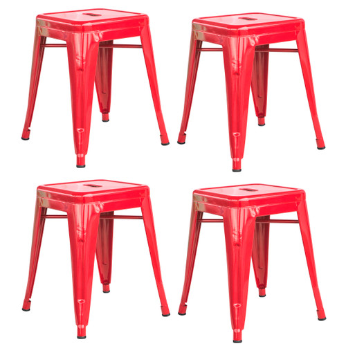 AmeriHome bs18redset Loft Red 18 Zoll Metall-Barhocker – 4-teilig